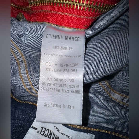 Etienne Marcel Jeans w/ red zipper. Raw hem. Size 27. GUC - Picture 13 of 16